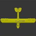 Yellow Biplane Seaplane Model with Float Landing Gear and Star Markings on Wings
