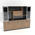 Modern Wooden Bookcase With Glass Doors Open Shelves And Cabinet Storage