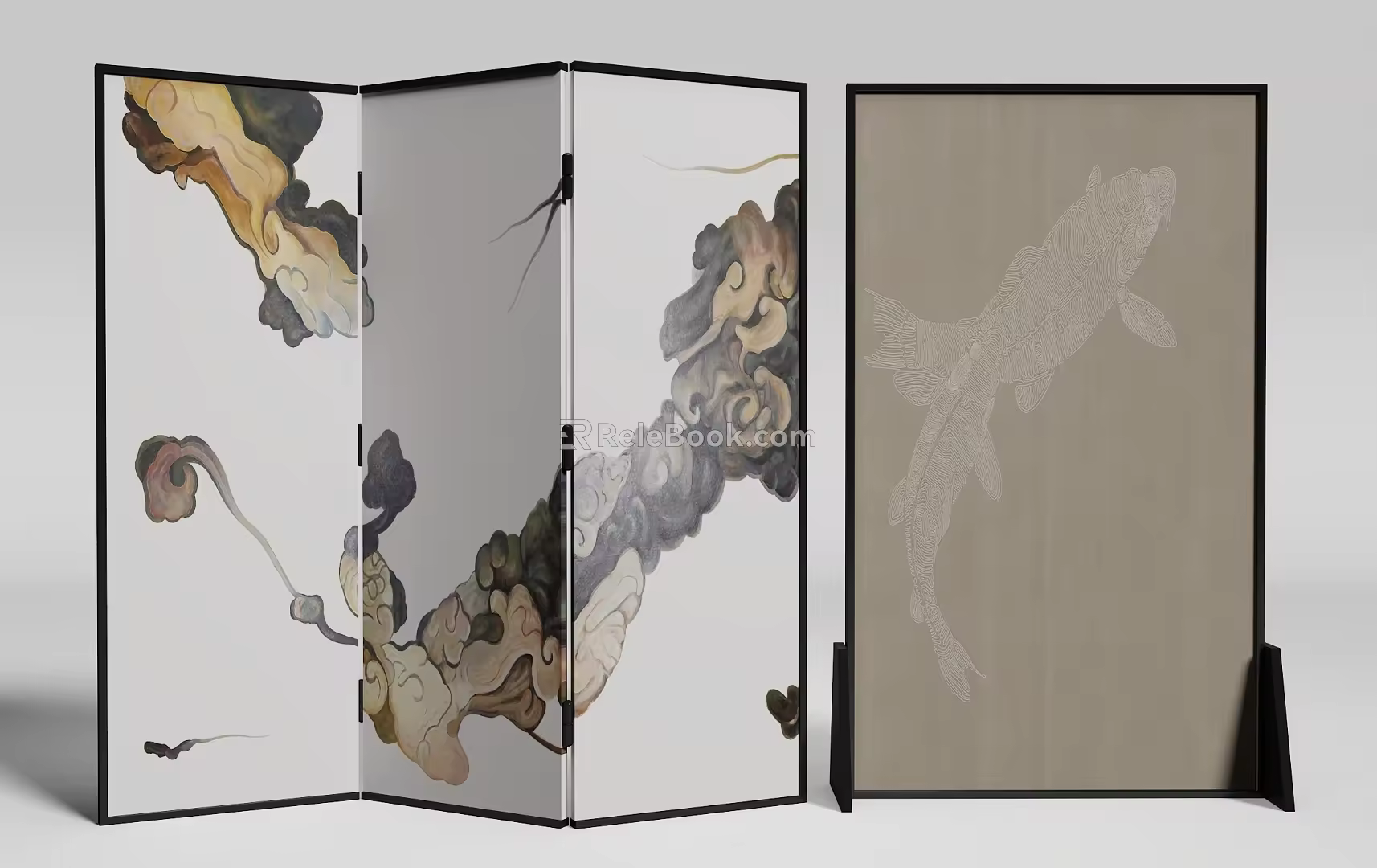 new chinese style screen 3d model