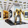 Bumblebee Transformer Model Display In Exhibition Booth With Yellow Black Design And Hi tech Lighting