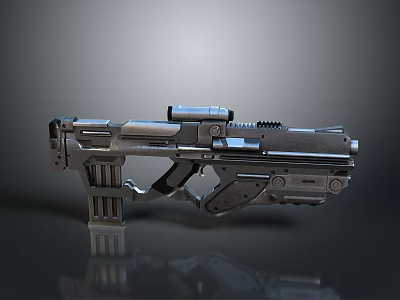 Detailed Sci-Fi Weapon Design with Metallic Structure and Advanced Tactical Components 3d model