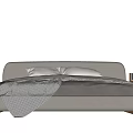 Modern Minimalist Double Bed With Gray Bedding Nightstands And Plant Vases