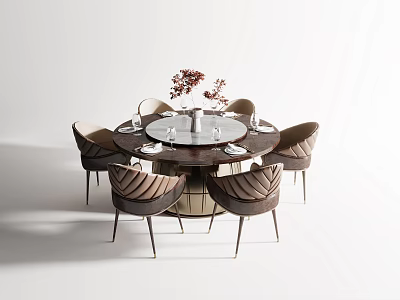 Modern dining table and chair combination 3d model
