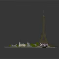 Eiffel Tower Model Display With Miniature Buildings Trees And Platform