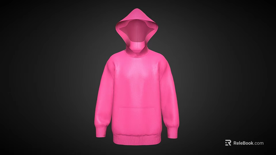 Trendy Pink Hooded Sweatshirt With Cozy Design And Modern Casual Style 3d model 