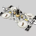 Elegant Complete Tableware Set with Ceramic Plates Cutlery Cups and Decorative Vase for Dining Table