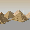 Cartoon Pyramid Scene With Various Styles And Brick Textures Collection 3d model