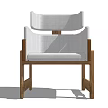 Modern Armchair With Wooden Frame And White Fabric Upholstery For Living Room