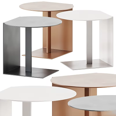 Modern Round Dining Tables With Metal Bases In Black Copper Silver And White Colors 3d model