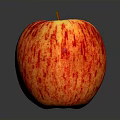 Fresh Red Apple With Yellow Stripes Shiny Surface And Clear Reflection On Dark Background