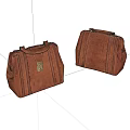Classic Vintage Brown Leather Bags With Metal Locks And Stitched Details