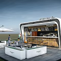 Modern Coffee Shop Storefront Design With Outdoor Seating Glass Display And Wooden Counter