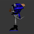 Hedgehog in Blue and Black Armor With Helmet Holding Orange Scroll And Green Question Mark