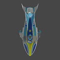 Sleek Blue Yellow Stingray Fighter Jet Model with Cockpit and Sleek Design Details