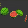 Fresh Watermelon Whole And Cut Open With Sliced Pieces Green Rind Red Flesh
