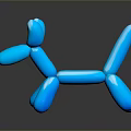 Blue Balloon Dog Sculpture With Shiny Surface And Dark Background Reflection 3d model