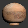 Ceramic Spherical Sculpture Carving With Intricate Decorative Patterns And Orange Red Surface 3d model