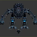 Futuristic Robotic Character With Blue Glowing Lights Circular Core And Complex Limbs