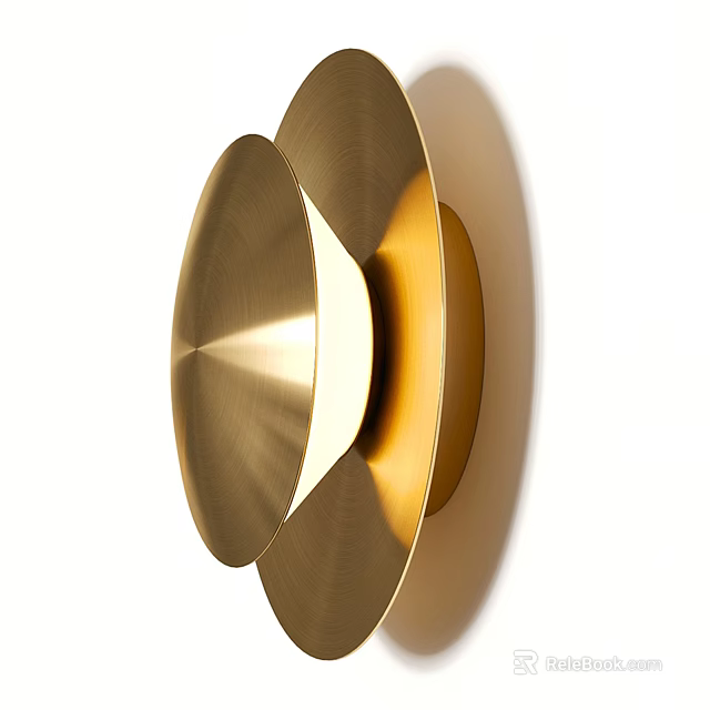 Modern Gold Metal Wall Light With Geometric Circular Design For Home Decor 3d model 