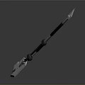 Modern Sci Fi Spear Like Weapon With Black Shaft Silver Spearhead And Blue Accents