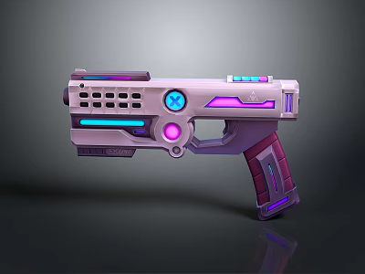 Futuristic Toy Gun With Purple Blue LED Lights And Pink Purple Color Design 3d model