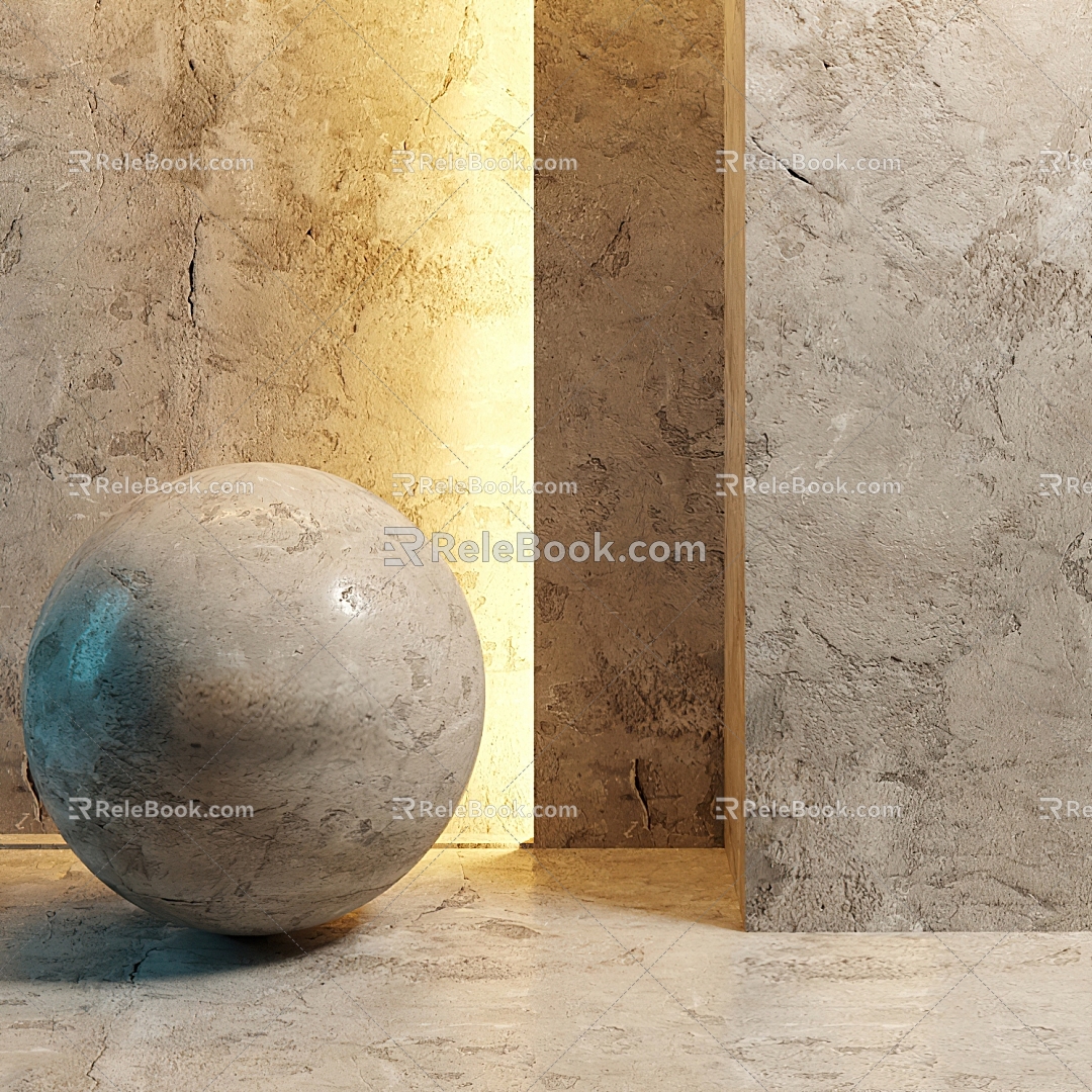 Rock slab material background wall concave-convex stone 3d model