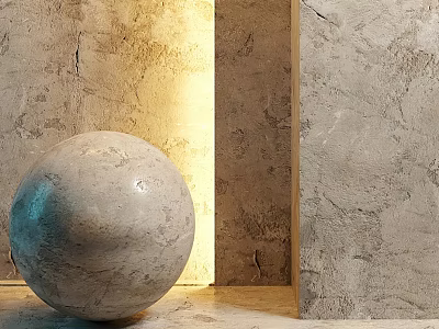 Rough Texture Gray Background Wall With Stone Sphere And Light Shadow Effect 3d model