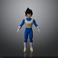 Animated Character Vegeta in Blue Battle Suit with Yellow Belt Yellow Boots and Black Hair