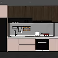 Modern Kitchen Interior Design With Dark Light Cabinets Countertop And Appliances 3d model