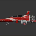 Red and White Fighter Jet Model with Modern Cockpit and Shiny Wings