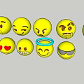 Yellow Emoji Faces Decorative Ornament Set with Various Expressions Cute Decorative Pieces