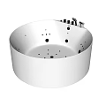 White Round Whirlpool Bathtub with Multiple Massage Jets and Faucet Controls