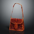 Stylish Orange Snakeskin Texture Handbag With Adjustable Shoulder Strap Design 3d model