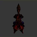 Fierce Two Headed Wolf Mythical Creature Fantasy Character With Red Flaming Mane And Glowing Eyes