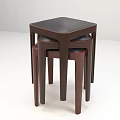 Modern Wooden Stools With Hexagonal Seat Stacked Design And Solid Legs 3d model