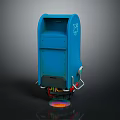 Blue Industrial Device Design With Colorful Wires Round Base And Structure