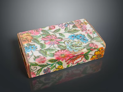 Colorful Floral Pattern Decorative Storage Box With Vibrant Flower Designs For Home Use 3d model