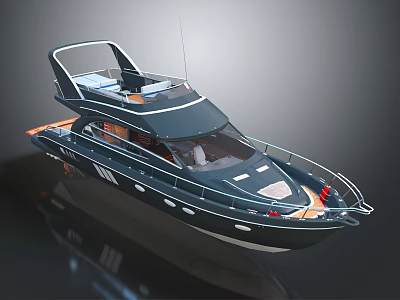 Sleek Modern Yacht Exterior Design With Upper Deck And Details 3d model