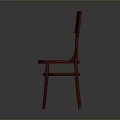 Elegant Red Wooden Chair With Curved Backrest Round Seat And Curved Legs
