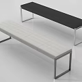 Modern White and Black Benches with Metal Frame and Padded Seats