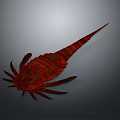 Realistic Red Segmented Arthropod With Long Tail Spine And Multiple Legs 3d model