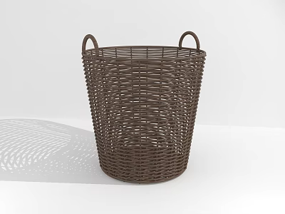 Woven Brown Storage Basket with Handles for Practical Home Organizing Solutions 3d model
