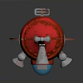 Unique Red and White Space Rocket Featuring Blue Windows For Space Exploration