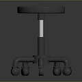 Round Gray Seat Adjustable Stool With Metal Frame And Five Casters 3d model