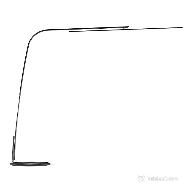 Modern Floor Lamp With Curved Pole Circular Base And Slim Light Head 3d model