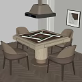 Modern Chess Table and Chair Mahjong Table Smoking Light 3d model