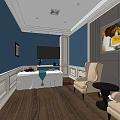 Luxurious SPA Sauna Interior With Blue Walls Comfortable Chairs And Wooden Flooring