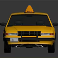 Yellow Classic Taxi Car With Shiny Exterior Roof Light And Black Wheels