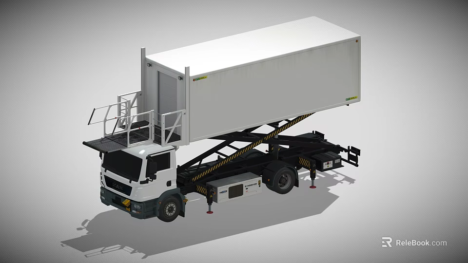 Efficient White Refrigerated Truck Featuring Hydraulic Lift Platform For Cargo Handling 3d model 