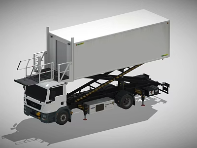 Efficient White Refrigerated Truck Featuring Hydraulic Lift Platform For Cargo Handling 3d model